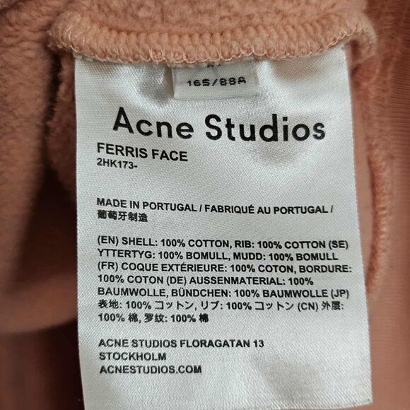 Acne Studios Sweater Womens XS Peach Ferris Face Hoodie Oversized Pullover - Picture 6 of 11